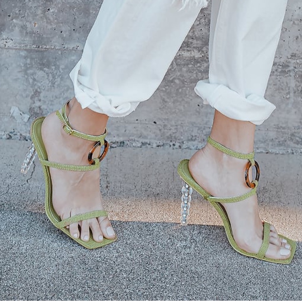 Lulu’s sexy green lucite heels